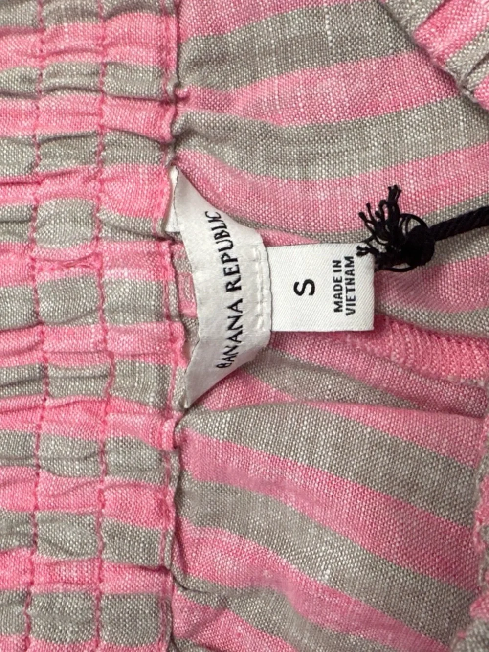 Banana Republic Pink and Gray Striped Linen Button-Down Shirt